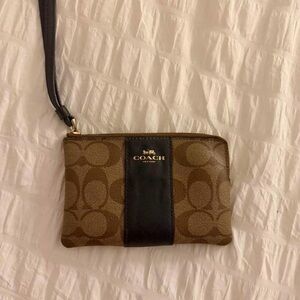 Coach Signature Brown and Black Wristlet